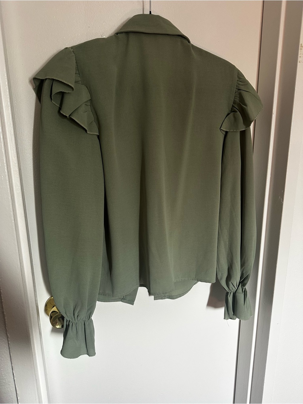 Sage Ruffle Button-Front Blouse - Picture 5 of 5